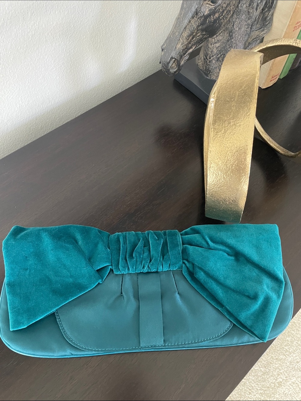 Teal Bow Accent Women's Clutch